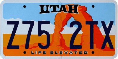 UT license plate Z752TX