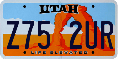 UT license plate Z752UR