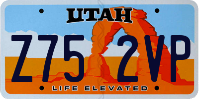 UT license plate Z752VP
