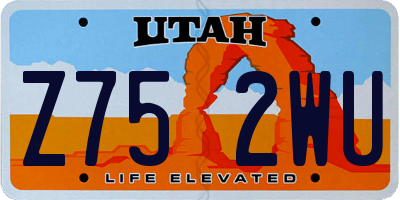 UT license plate Z752WU