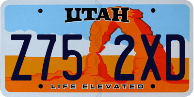 UT license plate Z752XD