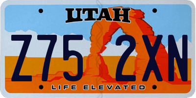 UT license plate Z752XN
