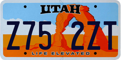UT license plate Z752ZT