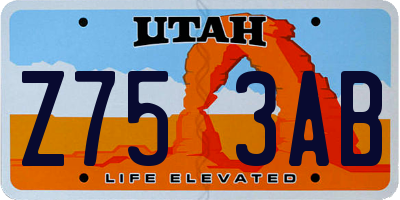 UT license plate Z753AB