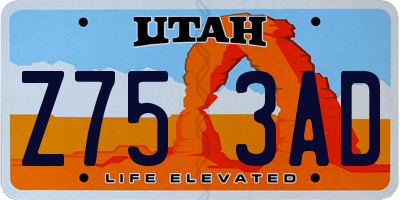 UT license plate Z753AD