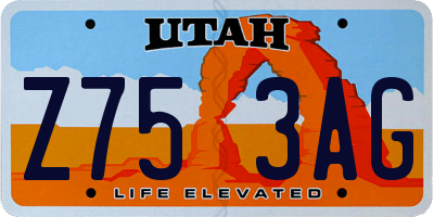UT license plate Z753AG