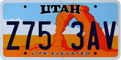 UT license plate Z753AV