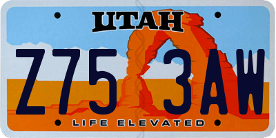 UT license plate Z753AW