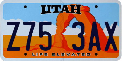 UT license plate Z753AX