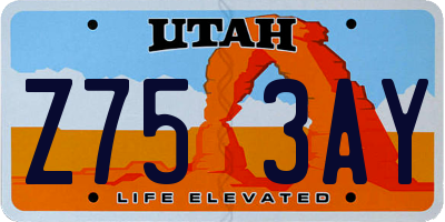 UT license plate Z753AY