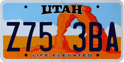 UT license plate Z753BA