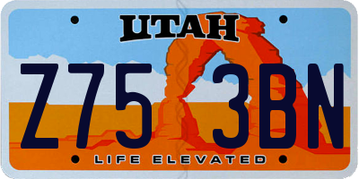 UT license plate Z753BN