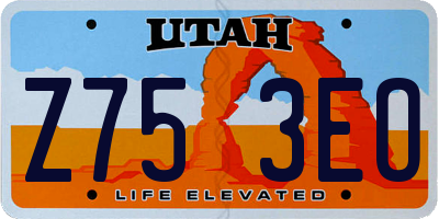 UT license plate Z753EO