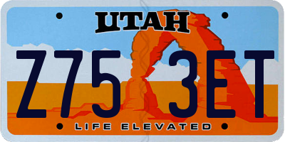 UT license plate Z753ET