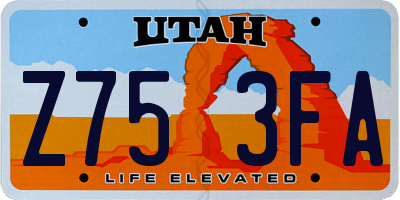 UT license plate Z753FA