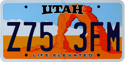 UT license plate Z753FM