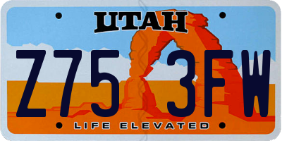 UT license plate Z753FW