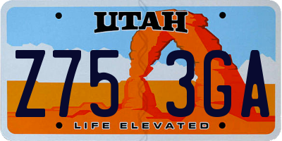 UT license plate Z753GA