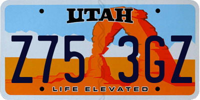 UT license plate Z753GZ