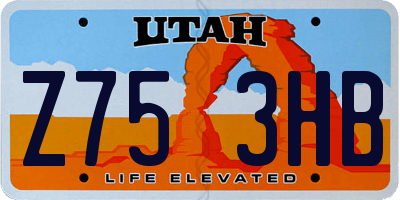 UT license plate Z753HB