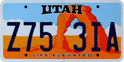 UT license plate Z753IA