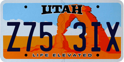 UT license plate Z753IX