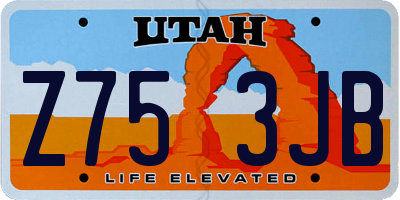 UT license plate Z753JB
