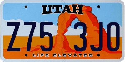 UT license plate Z753JO