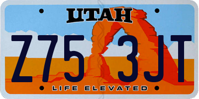 UT license plate Z753JT