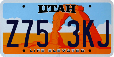 UT license plate Z753KJ