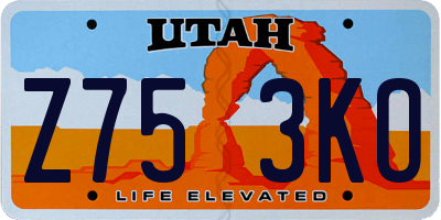 UT license plate Z753KO