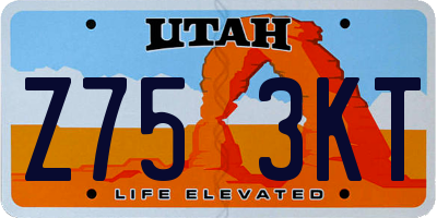 UT license plate Z753KT
