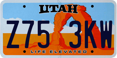 UT license plate Z753KW