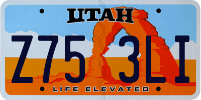 UT license plate Z753LI