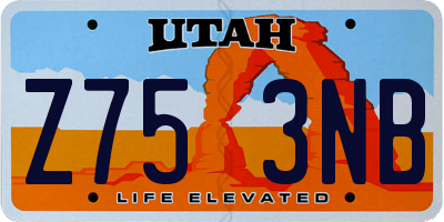UT license plate Z753NB