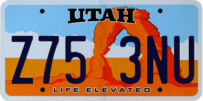 UT license plate Z753NU