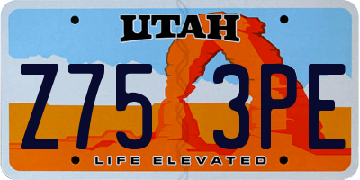 UT license plate Z753PE