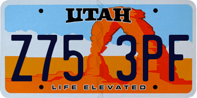 UT license plate Z753PF