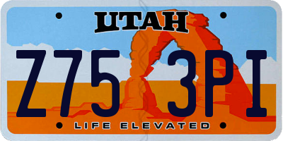 UT license plate Z753PI