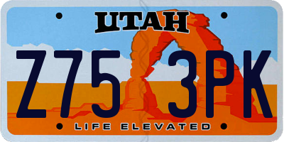 UT license plate Z753PK