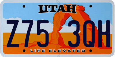UT license plate Z753QH