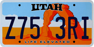 UT license plate Z753RI