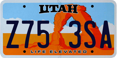 UT license plate Z753SA