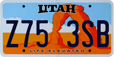 UT license plate Z753SB