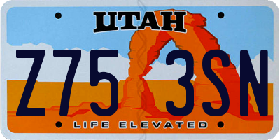 UT license plate Z753SN