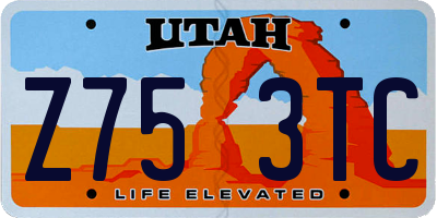 UT license plate Z753TC