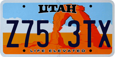 UT license plate Z753TX