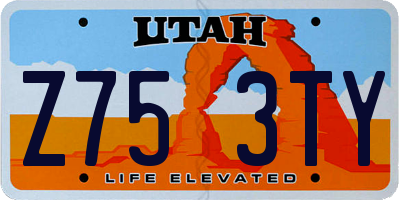 UT license plate Z753TY