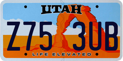 UT license plate Z753UB