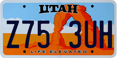 UT license plate Z753UH